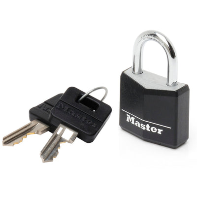 30mm wide covered solid aluminum body padlock; black