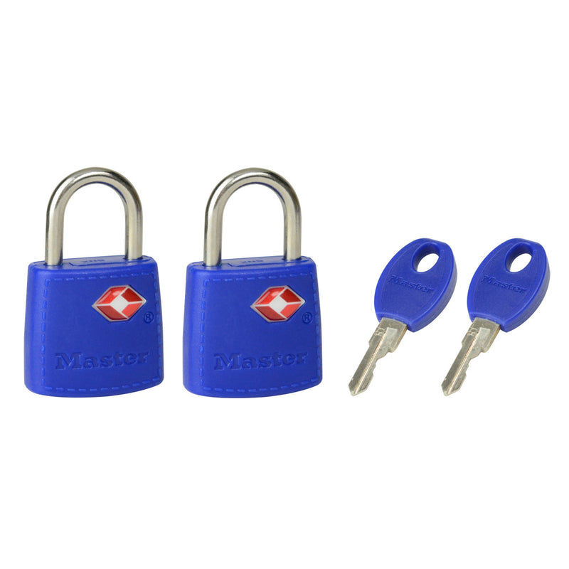 23mm wide covered solid body TSA Approved luggage padlock; 2 pack