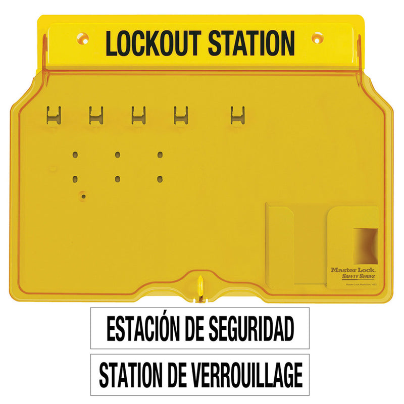 4 Lock Covered Station with Trilingual Labels, Unfilled.