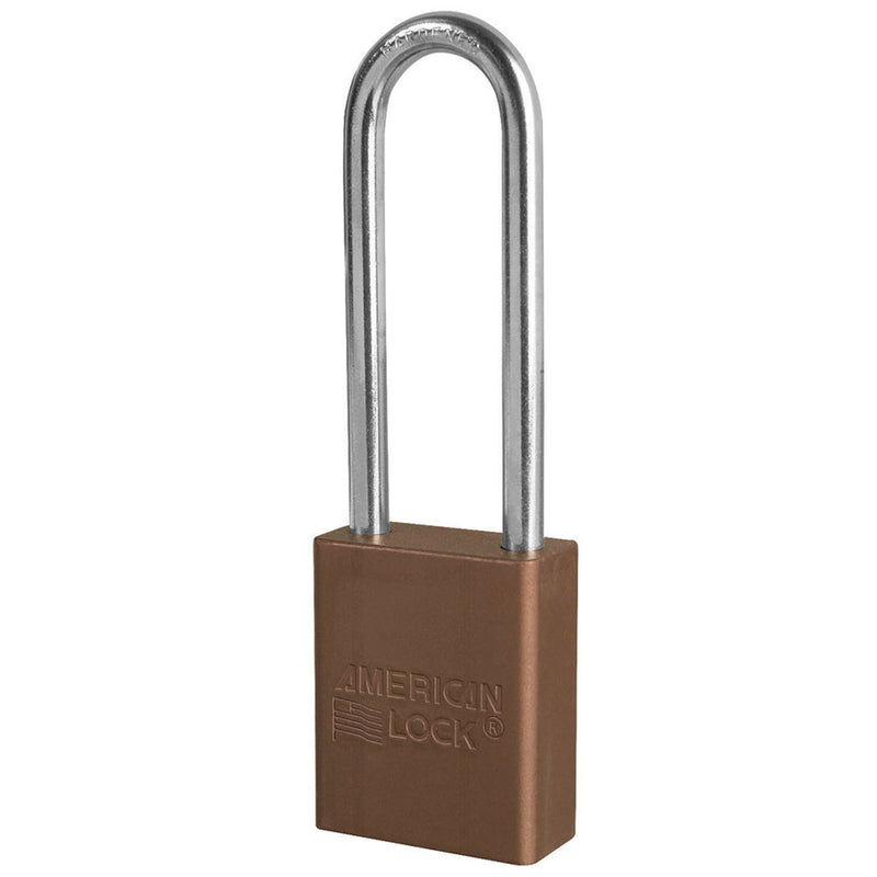 Anodized Aluminum Safety Padlock, 1 1/2in (38mm) Wide with3in (76mm) Tall Shackle, Key Retaining Safety Exclusive Cylinder