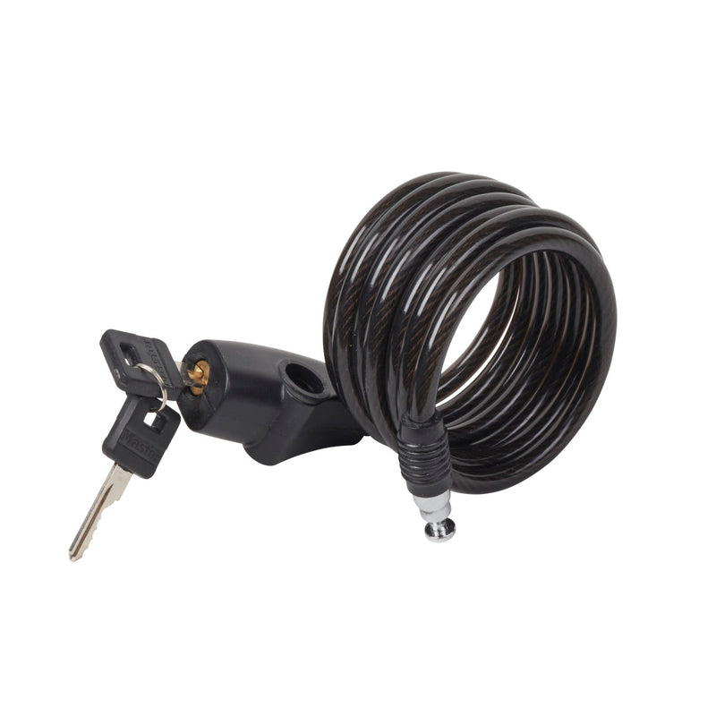 1,8m long x 8mm diameter keyed cable lock; black