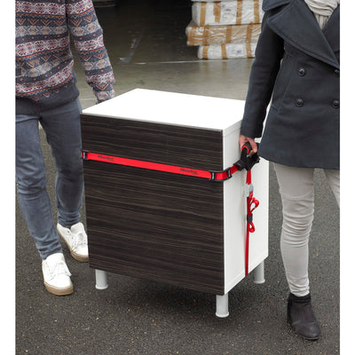 2,50m x 25mm + 5,50m x 25mm crossed carry strap with 2 handles; red