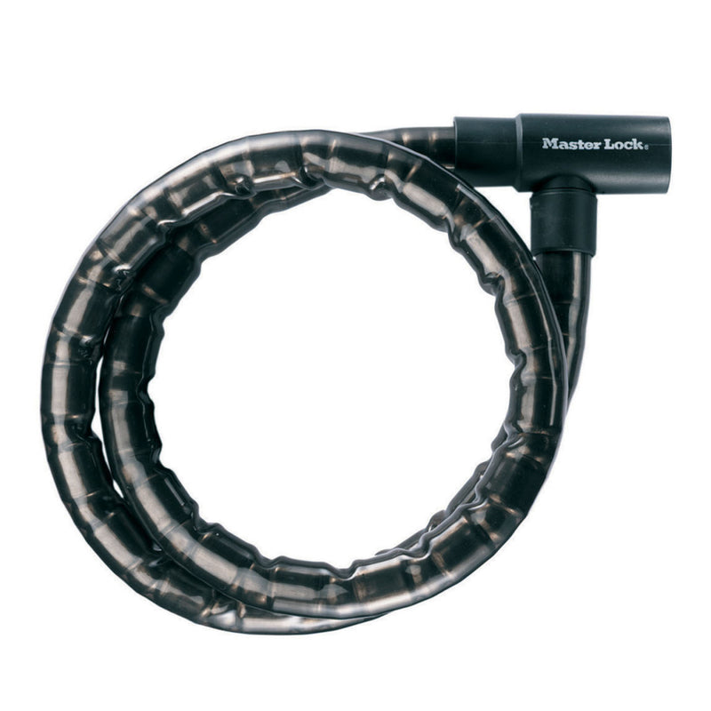 2m long x 20mm diameter keyed armoured cable lock; black