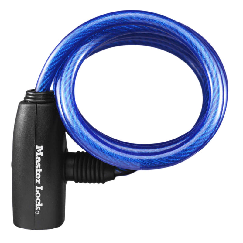 1,8m long x 8mm diameter keyed cable lock; assorted colours