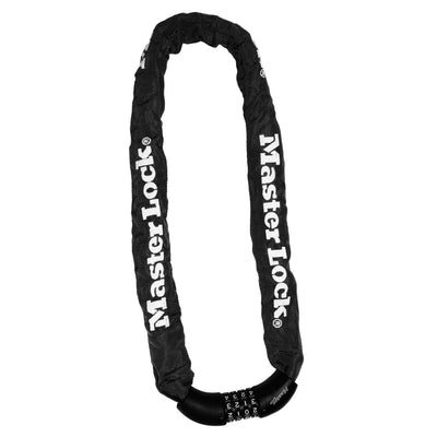 90cm long x 8mm diameter hardened steel chain with integrated set your own combination lock; black