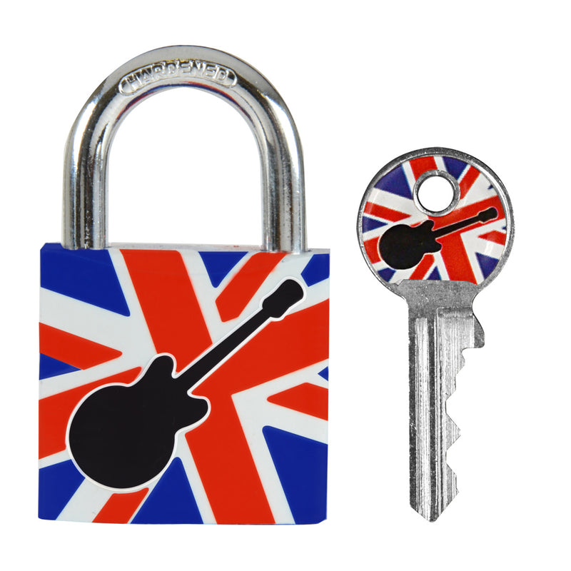30mm wide solid body padlock; guitar printed pattern