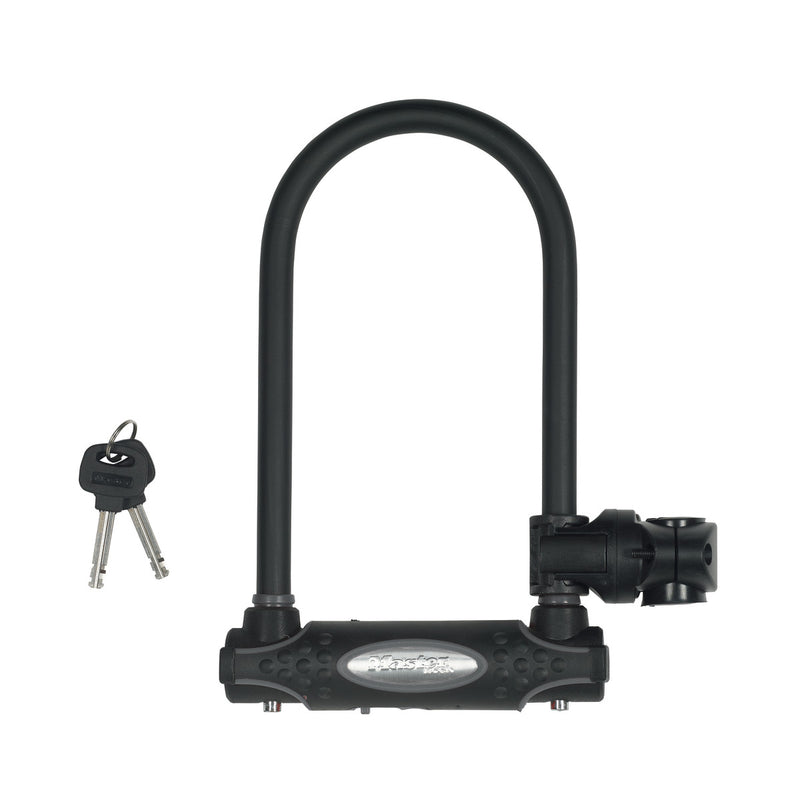 11cm wide hardened steel u lock with 21cm shackle length; black