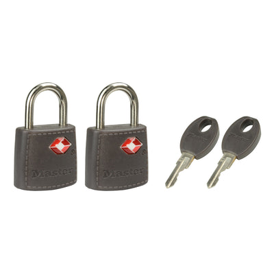 23mm wide covered solid body TSA Approved luggage padlock; 2 pack