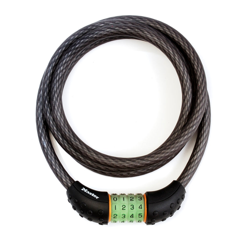 1,8m long x 12mm diameter set your own glow combination cable lock; black
