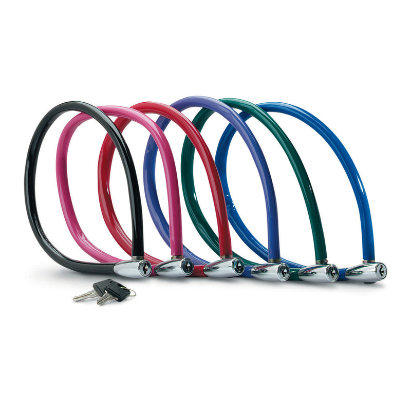 55cm long x 6mm diameter keyed cable lock: assorted colours