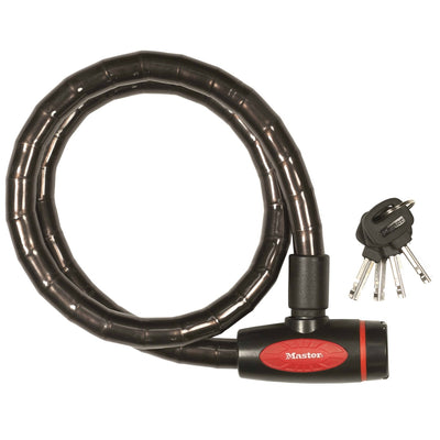 1m long x 18mm diameter keyed armoured cable lock; assorted colours