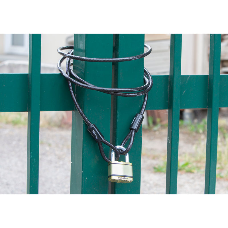 64mm wide Excell® laminated steel padlock with 38mm long shackle; brass finish