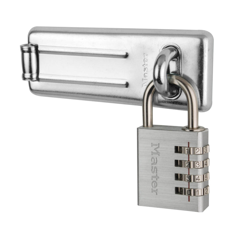 Set of no. 704 straight bar hasp + no. 7640 resettable combination aluminium padlock