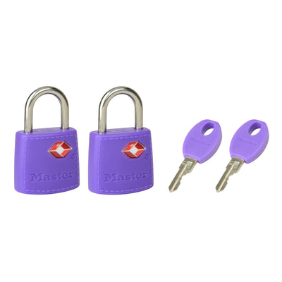 23mm wide covered solid body TSA Approved luggage padlock; 2 pack