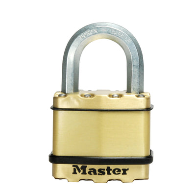 52mm wide Excell® laminated steel padlock; brass finish