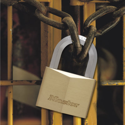 40mm wide solid brass body padlock with hexagonal shackle