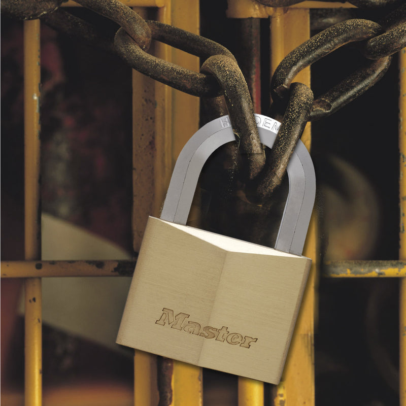 40mm wide solid brass body padlock with hexagonal shackle