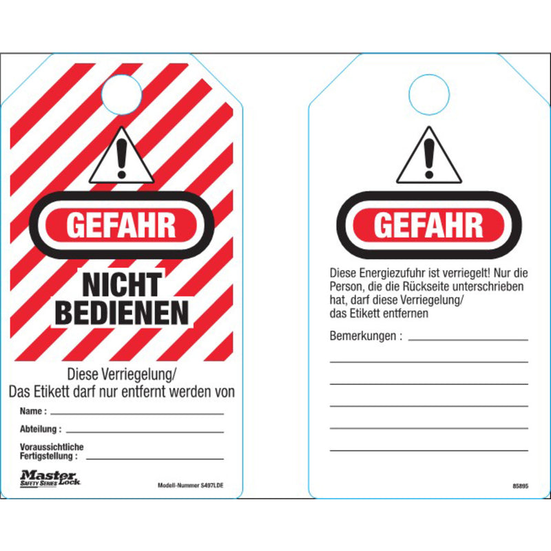 German lock out tags    danger   do not operate (each bag contains 12)