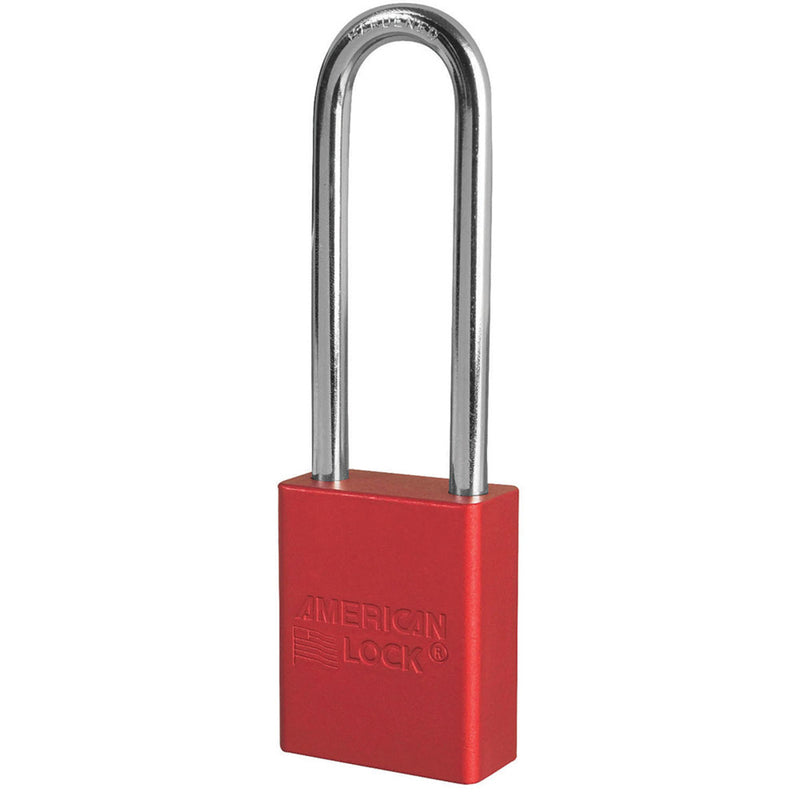 Anodized Aluminum Safety Padlock, 1 1/2in (38mm) Wide with3in (76mm) Tall Shackle, Key Retaining Safety Exclusive Cylinder