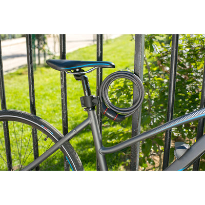 1,8m long x 10mm diameter keyed cable lock; black