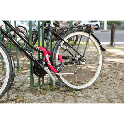 90cm long x 8mm diameter hardened steel chain with integrated set your own combination lock; red