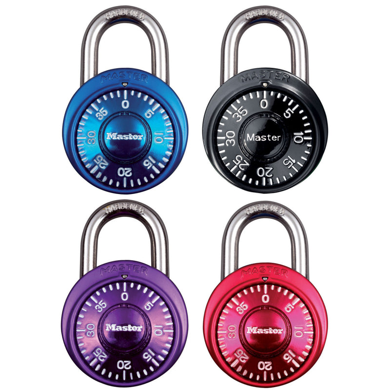 38mm wide preset combination padlock; assorted colours