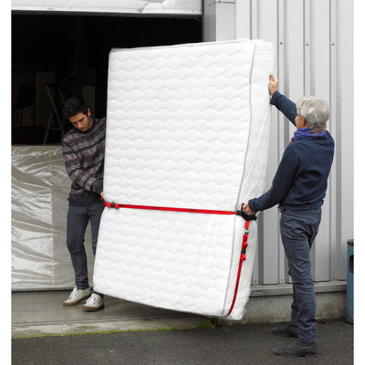 2,50m x 25mm + 5,50m x 25mm crossed carry strap with 2 handles; red