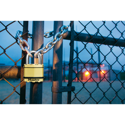 52mm wide Excell® laminated steel padlock; brass finish