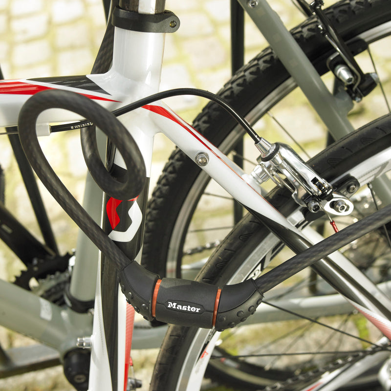 1,8m long x 10mm diameter keyed cable lock; black