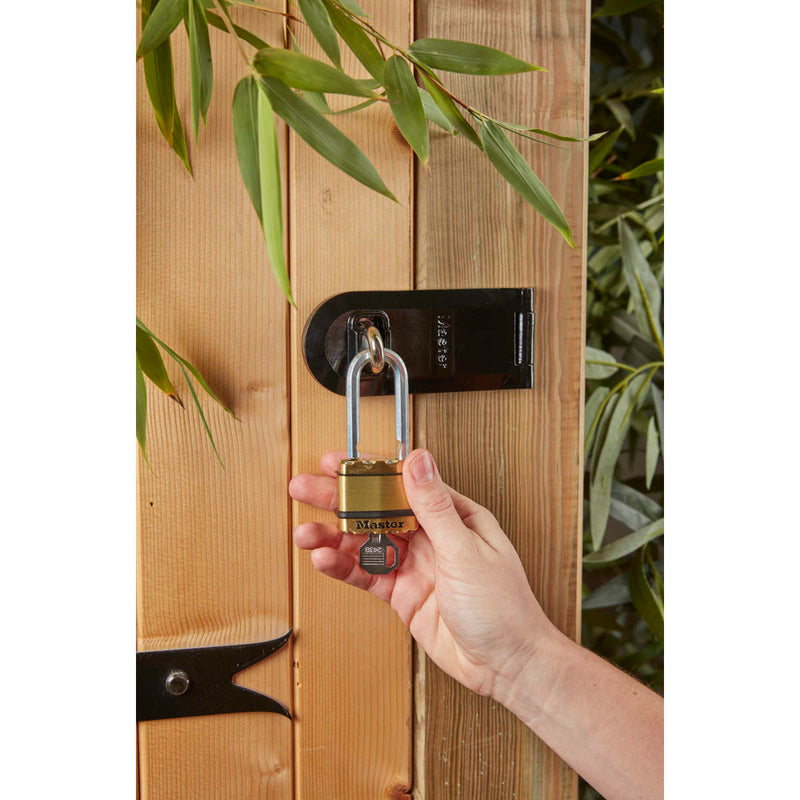 45mm wide Excell® laminated steel padlock with 38mm long shackle; brass finish