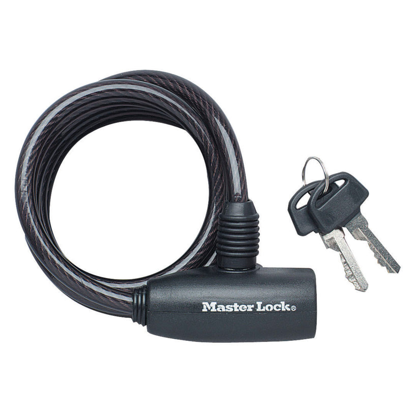 1,8m long x 8mm diameter keyed cable lock; black