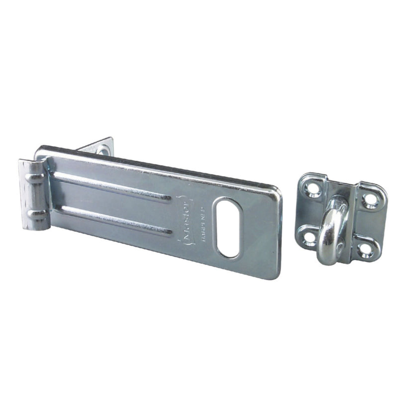 150mm long zinc plated hard wrought steel hasp with hardened steel locking eye