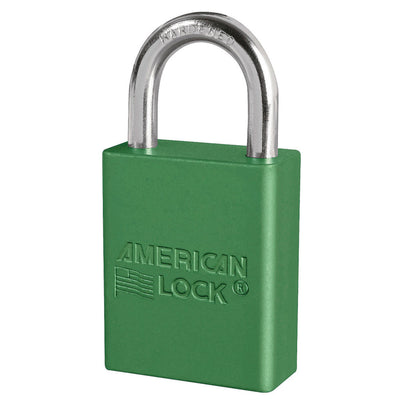 Anodized Aluminum Safety Padlock, 1 1/2in (38mm) Wide with1in (25mm) Tall Shackle, Key Retaining Safety Exclusive Cylinder