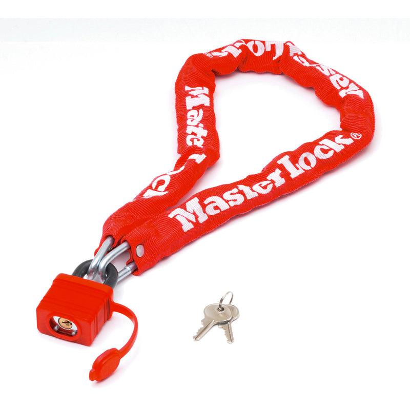 90cm long x 6mm hardened steel chain with 40mm laminated steel padlock; assorted colours