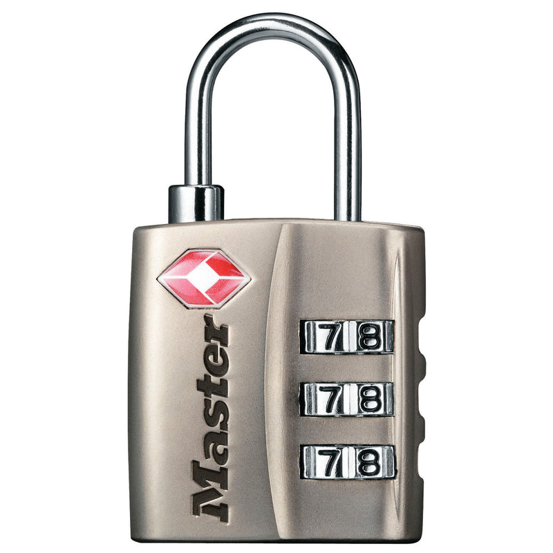 30mm wide set your own combination TSA Approved luggage padlock; nickel