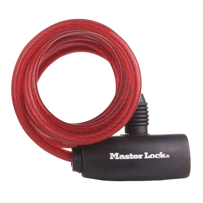 1,8m long x 8mm diameter keyed cable lock; assorted colours