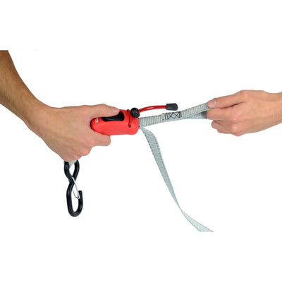 2,50m x 25mm spring clam tie down; 1 pack; grey