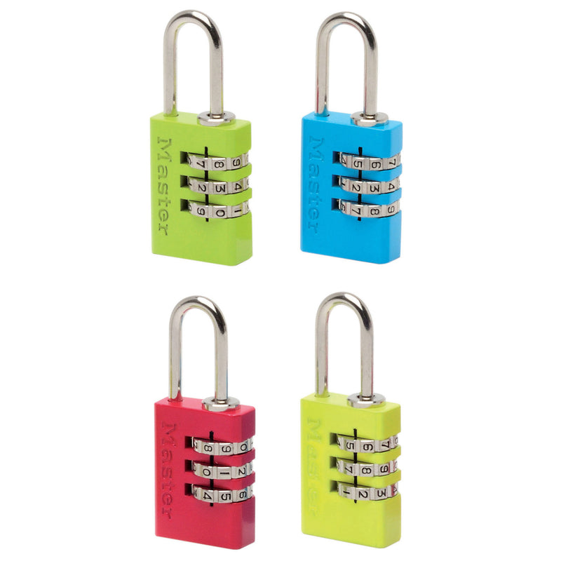 20mm wide aluminium body set your own combination padlock; 2 pack; assorted colours