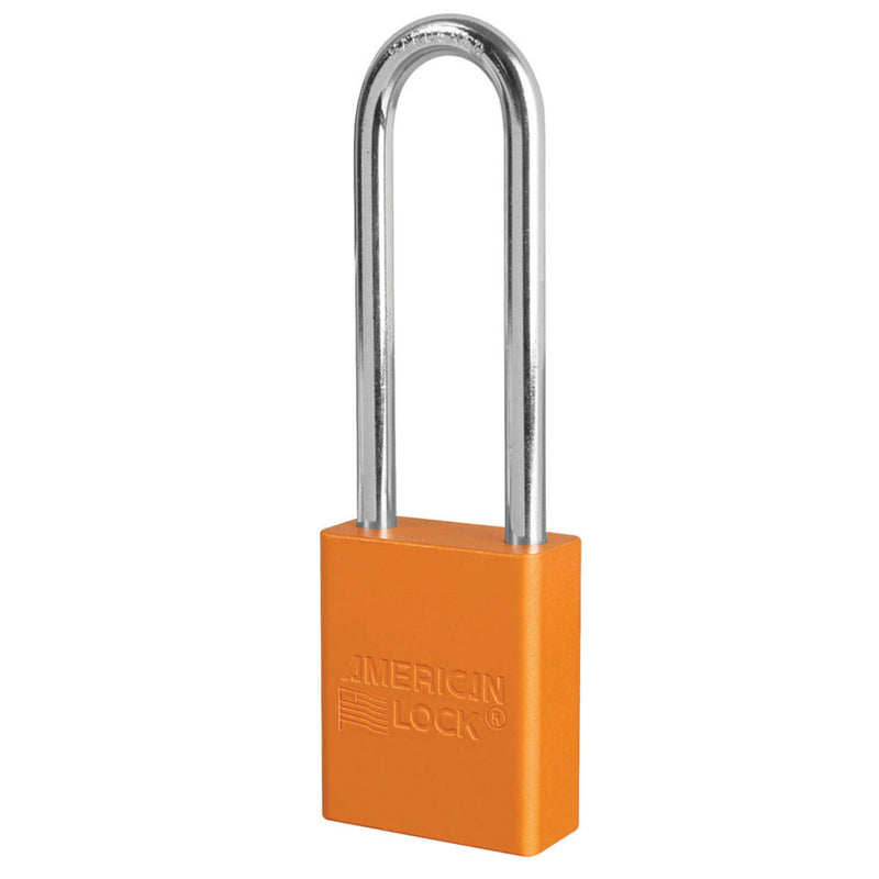 Anodized Aluminum Safety Padlock, 1 1/2in (38mm) Wide with3in (76mm) Tall Shackle, Key Retaining Safety Exclusive Cylinder