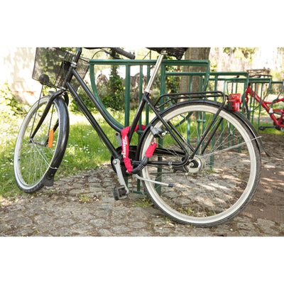 90cm long x 8mm diameter hardened steel chain with integrated set your own combination lock; red