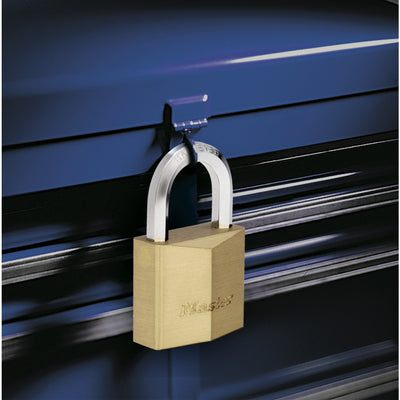 40mm wide solid brass body padlock with hexagonal shackle
