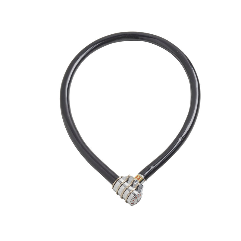 55cm long x 6mm diameter fixed combination cable lock; assorted colours