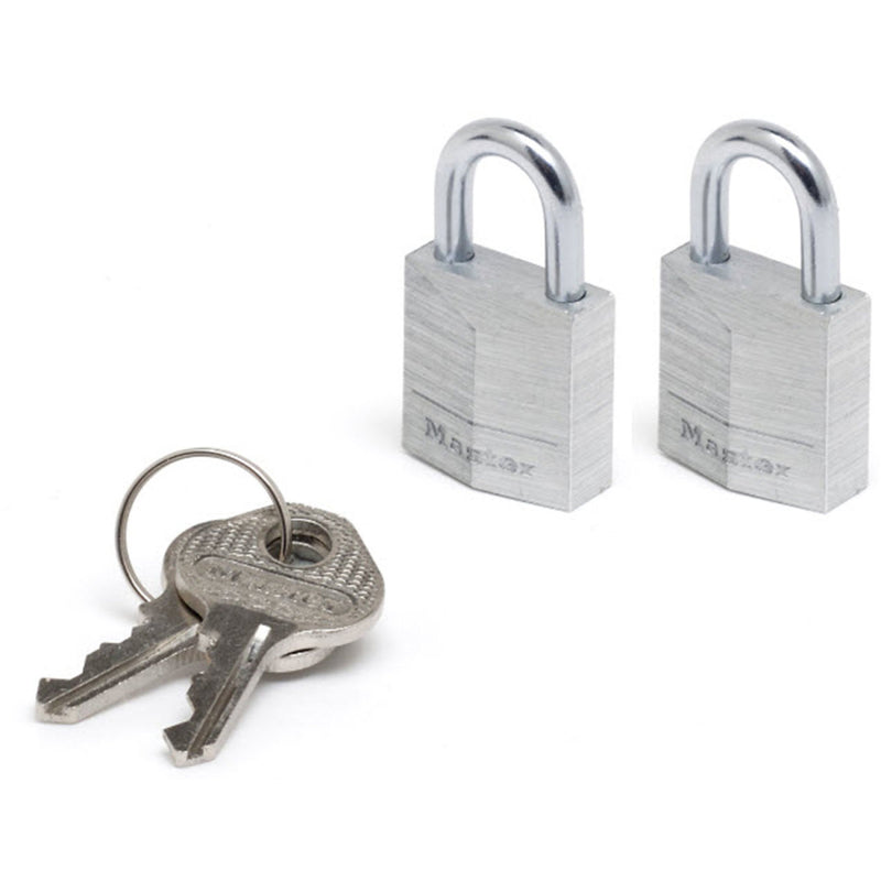 Master Lock 9120EURTCC Pack of 2 Key Padlocks in Aluminium, Grey, 2 x 3,4 x 1,4 cm