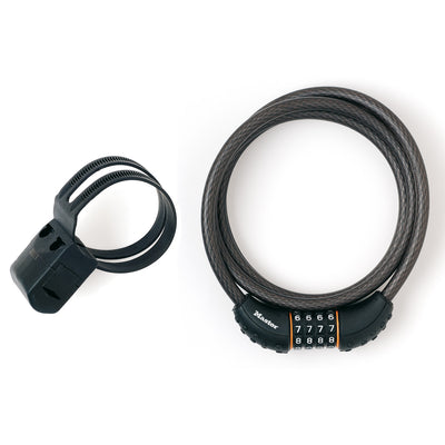 Candado de cable de 1,8 m de longitud y 10 mm de diámetro con combinación personalizada; negro