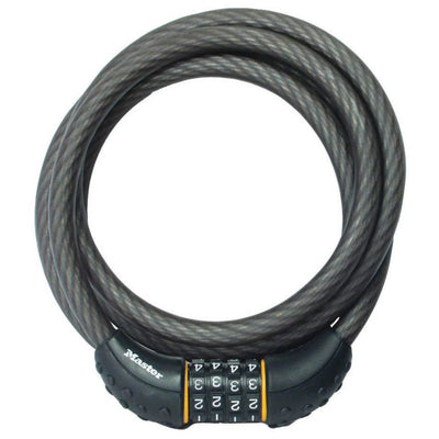 Candado de cable de 1,8 m de longitud y 10 mm de diámetro con combinación personalizada; negro