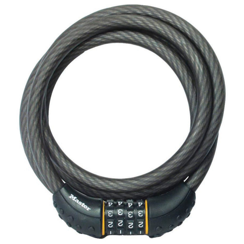 Candado de cable de 1,8 m de longitud y 10 mm de diámetro con combinación personalizada; negro