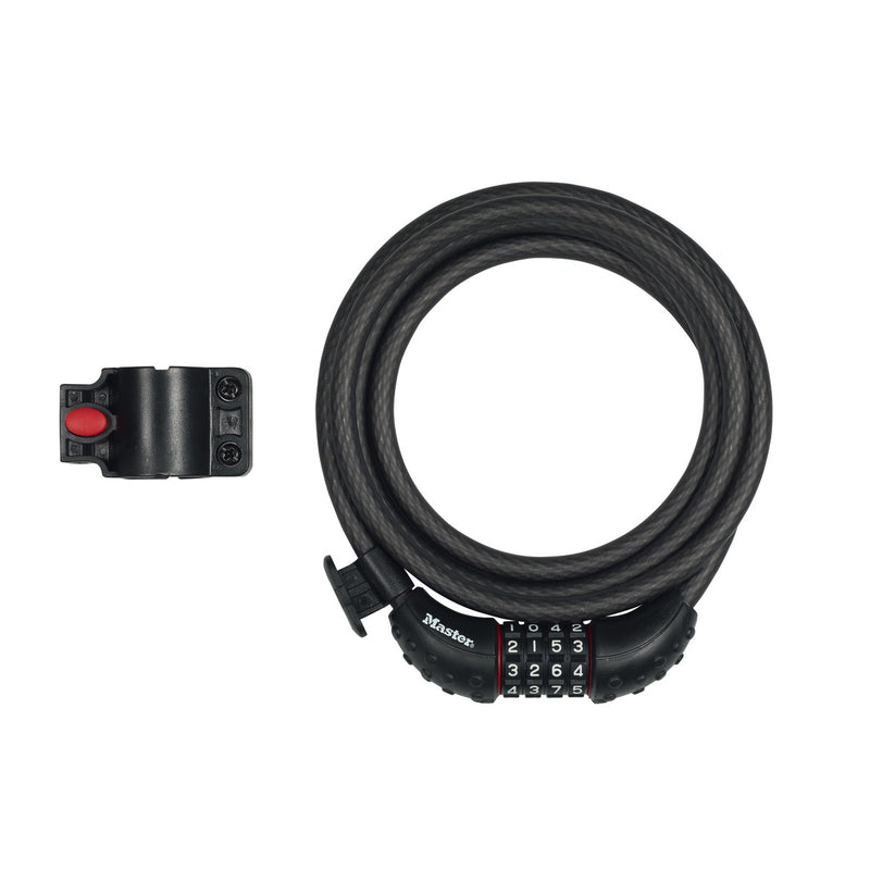 Candado de cable de 1,8 m de longitud y 10 mm de diámetro con combinación personalizada; negro