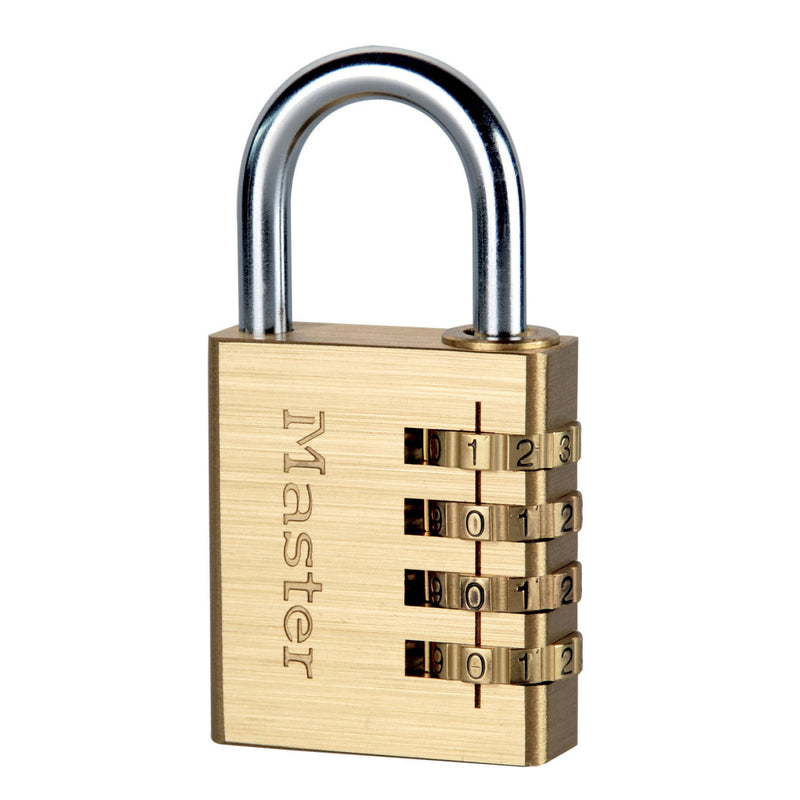 Lucchetto a combinazione personalizzata largo 40 mm; finitura in ottone