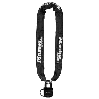 90cm lange x 6mm gehard stalen ketting met 40mm gelamineerd stalen hangslot; zwart